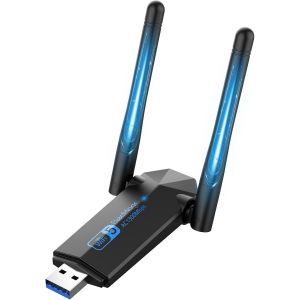 Clé WiFi, Cle WiFi Puissante AC1300 Mbps USB 3.0 Double Bande Antenne WiFi 2.4G/5GHz Dongle WiFi PC/Laptop/Desktop/Tablet,Compatible avec Windows 11/10/8/7/XP,Mac OS X Black - Neuf