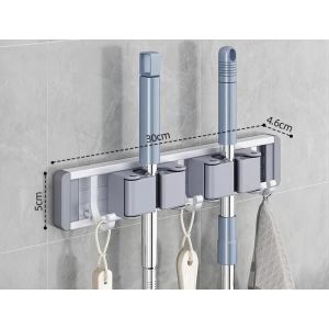 Organisateur De Vadrouille Et De Balai,Support De Vadrouille,Support De Vadrouille Mural Solide,Auto Avec 5 Crochets,Organisateurs De Balai Suspendu.3 Hooks Silver. - Neuf