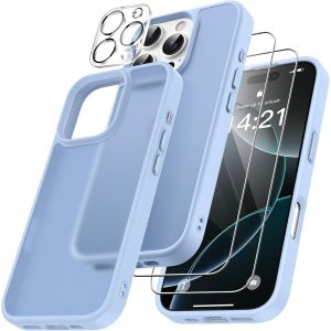 4 En 1 Coque Pour Iphone 16 Pro Avec 2 Verre Tremp&eacute; Et 1 Cam&eacute;ra Protecteur, [Coussin D'Air Int&eacute;gr&eacute;] Antichoc Antirayures Bumper Protection Housse Pour Iphone 16 Pro 6.3"", Bleu Clair - Neuf