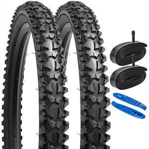Subzonal-Yunscm 2-Pcs 26 Pouces Montagne V&eacute;lo Pneus 26x1.95/53-559 And 26 Pouces V&eacute;lo Chambre &Agrave; Air Av32mm Schrader Valve Compatible With Off Route V&eacute;lo 26x1.95 26x2.0 Bike Pneus And Chambre &Agrave; Air (Y - Neuf