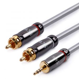 VornixorSarlshop-Audiophiles C&acirc;ble Audio sans oxyg&egrave;ne en cuivre 4N 3,5 mm m&acirc;le vers 2 c&acirc;bles RCA m&acirc;le C&acirc;ble auxiliaire Audio/st&eacute;r&eacute;o auxiliaire en Y (5M, Gris) - Neuf