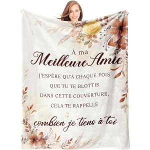 Ytfhg-Cadeau Meilleure Amie, Cadeau Amie Anniversaire - Idée Plaid Couverture Amitié, Cadeaux Femme Original, Cadeau Amitié (157 * 132cm) - Neuf