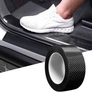 Adhésif en fibre de carbone pour voiture (5 cm x 3 m) Bande de protection pour seuil de porte de voiture Protecteur de pare-chocs - Neuf