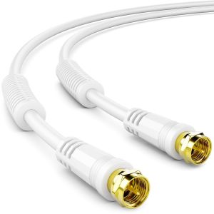 3 m Coaxial TV Cable Satellite Antenna HDTV Quad Shield DVB-S DVB-S2 Radio DAB Sheath Current Filter Ferrite Core &iquest; White - Neuf