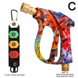 Pistolet à eau haute pression 4350psi,belle peinture graffiti,pistolet de pulvérisation en mousse 1L,jeu de buses rapides 1/4,support de buse en caoutchouc--SET C - Neuf