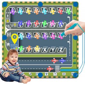 KAL-Montessori Jouet &Agrave; Partir De 1 An En Bois - Jeu Magn&eacute;tique - Labyrinthe De L'Alphabet - Jeu &Eacute;ducatif - Jouet De Motricit&eacute; - Puzzle Board - Jeu De Tri - Cadeau Pour Enfants &Agrave; Partir De 2, 3, 4, - Neuf