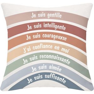 Kalanka-Je Suis Gentille Intelligente Courageuxse Confiance Reconnaissante Aim&eacute;e Suffisante Housse De Coussin Cadeaux D'inspiration Pour Enfants Femmes Anniversaire Cadeau De No&euml;l(Je Suis Gentille) - Neuf