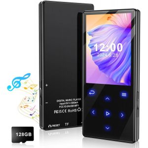 Lecteur MP3 128 Go avec Bluetooth 5.0 Portable Lecteur de Musique Num&eacute;rique avec Son HiFi Haut-Parleur Int&eacute;gr&eacute; Support Radio FM Enregistreur Vocal Ebook Carte TF - Neuf