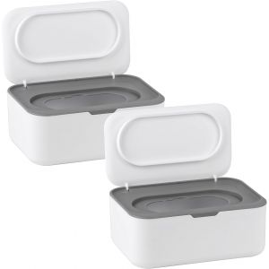KALANKA-Lot de 2 bo&icirc;tes distributrices de lingettes, distributeur de lingettes pour b&eacute;b&eacute;, support pour papier de soie sec et humide, bo&icirc;te de rangement de mouchoirs avec couvercle, garde les lingette - Neuf
