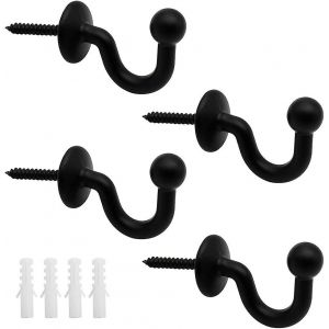 Lot de 4 crochets de rideau 64mm noir en métal embrasses mural rideau Holdback U Design rideau tieb - Neuf