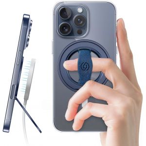 Magone 3rd Gen [Compatible Avec Magsafe] Support De Téléphone Avec Boucle Élastique Pour Les Doigts, Bague Intérieure Rotative, Anneau Magnétique Amovible, Pour Iphone 16, 15, 14, 13, 12-Bleu - Neuf