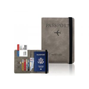 Portefeuille gris avec blocage RFID et emplacements pour cartes et billets - Neuf