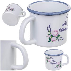Tasse En Émail 1150 Ml Pour Thé Et Café, Tasse Pour Camping, Grande Tasse À Café Avec Anse, Tasse À Café En Acier Émaillé, Tasse À Thé (Blanc) - Neuf