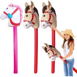 Senior-Paquet De 3 B&acirc;tons Gonflables De Cheval, B&acirc;ton De Poney Gonflable Pour Enfants De 37 Pouces, Pour La D&eacute;coration De F&ecirc;te D'anniversaire Sur Le Th&egrave;me Du Cheval De No&euml;l, Accessoires (Rou[L2578] - Neuf