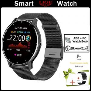 Lige Dames Montre Intelligente Bluetooth Appel Montre Sport Fitness Moniteur De Fréquence Cardiaque Sang Oxygène Dame Smartwatch Pour Femmes Ios Android.Mesh Belt Black. - Neuf