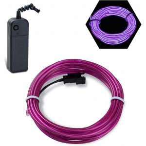 Flexible EL Fil Tube Néon Light Avec Contrôleur 3 Modes LED Lumière De Voiture Dance Partie De Mariage Bar intérieur et extérieur Décor (Pourpre, 9 Pi) - Neuf