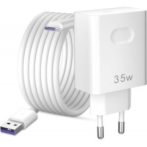 LORANKA-35 W Chargeur et 2 m&egrave;tres C&acirc;ble USB C pour Honor 400 Lite 5G 400 Smart 200 70 Supercharge Prise adaptateur de t&eacute;l&eacute;phone portable avec c&acirc;ble charge rapide pour Honor X9c X8c X7b X7d X7c X6c X6 - Neuf