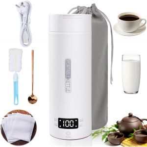 Ulteronixshop-Mini Bouilloire Portable Electrique de Voyage 500ml,Bouilloire Electrique Portable,Tasse de Chauffage Rapide,Inoxydable 316 avec 4 T&eacute;mp&eacute;rature R&eacute;glable,pour Th&eacute;,Lait,Caf&eacute; - Neuf