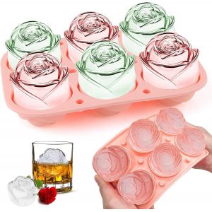 Kal-Bac A Glacon, Glacons Moule, Bac À Glaçons En Silicone Avec Couvercle, Reutilisable, Pour Nourriture Bébé, Whisky, Boissons, Moule A Glacon Sans Bpa (Rose) - Neuf