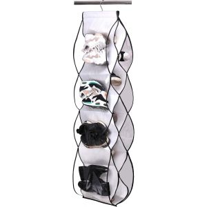 KGABERY-Étagère À Chaussures À Suspendre Avec 13 Grandes Poches Avec Crochet Rotatif,Blanc - Neuf