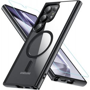 Kal-Coque Pour Samsung Galaxy S24 Ultra 5g, Compatible Avec Magsafe Avec Verre Trempé, Magnétique Protection Samsung S24 Ultra Étui Arrière Housse Fine Antichoc Case Pour S24 Ultra,Noir - Neuf
