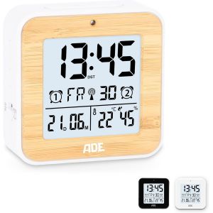 R&eacute;veil num&eacute;rique avec Signal horaire DCF | 2 Heures de r&eacute;veil | Affichage de la temp&eacute;rature e humidit&eacute; | bo&icirc;tier en Bambou v&eacute;ritable | r&eacute;veil de Voyage | Fonction Snooze - Neuf
