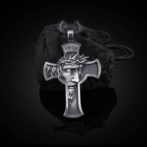 Collier Pendentif Croix Catholique Vintage Pour Homme, Bijou Gothique Doré, Xl265 Argent, Accessoire Chrétien De Créateur - Neuf