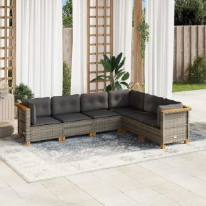 Prolenta Premium - Salon De Jardin 6 Pcs Avec Coussins Gris R&eacute;sine Tress&eacute;e - Neuf