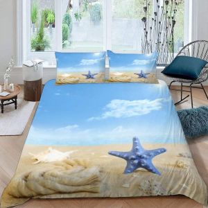 Housse De Couette &iquest;&iquest;Toile De Mer Plage X Imprim&iquest;&iquest; D Paysage Marin D'&iquest;&iquest;T&iquest;&iquest; Parure De Lit Personnes Hypoallergique Microfibre Literie Pi&iquest;&iquest;Ces Avec Fermetur - Neuf