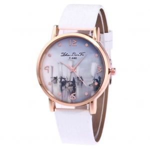 Zhoulianfa F-446 Montre En Alliage À La Mode Cadran Rond Affichage Analogique Montre-Bracelet À Quartz (Blanc) - Neuf