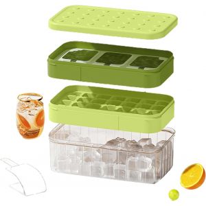 Kal-Moules À Glaçons En Silicone Avec Couvercle, Bacs À Glaçons Design À 2 Niveaux Pour Un Démoulage Rapide En 1 Seconde, Seau À Glace Et Pelle Pour Le Congélateur. - Neuf
