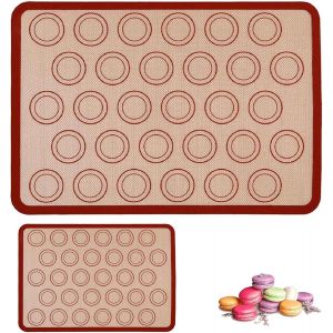 AYUHR-Cuisson Pour Macarons, Tapis de Cuisson Antidérapant Anti-adhésif Réutilisable, Macarons Backset, pour Macarons Biscuits Pain, Fondant, Tapis Pizza, Pâtisserie, Rouge, 2 Pièces - Neuf