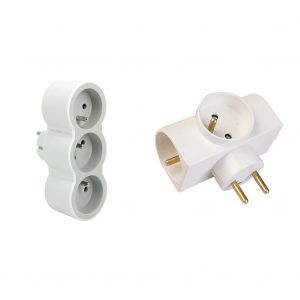 Kalanka-Legrand - Fiche Multiprise Triplite - 3 Prises Frontales Avec Terre - Positionnement Horizontal - Sécurité Enfant Intégrée - Blanc Et Gris Clair & Multiprises Triplite Latérale, 3 Prises 16a - Neuf