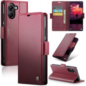 Maa-Coque Pour Xiaomi Poco X7 Pro 5g, Étui Housse En Rfid Protection Premium Pu Cuir Portefeuille Rabat Case Magnétique Stand Antichoc, Étui Case Pour Xiaomi Poco X7 Pro, Rouge - Neuf