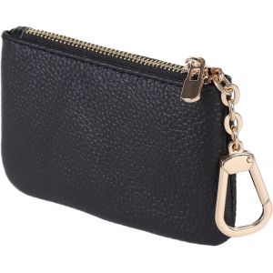 TRAHOO-Porte-monnaie en cuir pleine fleur pour homme et femme - &Eacute;tui &agrave; cl&eacute;s en cuir Coin Purse Petit portefeuille pour femmes avec porte-cl&eacute;s, Noir , Moderne et minimaliste - Neuf