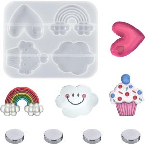 Moule &Eacute;poxy Des Nuages Moule Mini Arc En Ciel Moules En Silicone Glace 3d Avec 4aimants Pour Artisanat D&eacute;coration Fournitures Diy R&eacute;frig&eacute;rateur Ornements - Neuf
