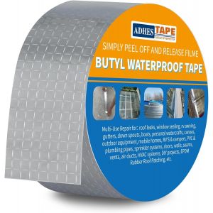 KALANKA-ADHES Ruban d'&eacute;tanch&eacute;it&eacute; en butyle - Film en aluminium - Ruban adh&eacute;sif imperm&eacute;able - Pour toit plat - 5 cm x 5 m - Argent&eacute; - Neuf