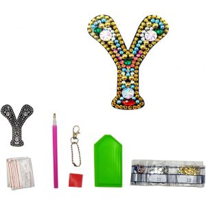 Lettres Y Diy Diamant Peinture Porte-Clés Rétro Diamond Painting Porte-Clés Double Face En Acrylique Diy Art Strass Peinture Kits Pour Pendentif Sac Décor Broche - Neuf