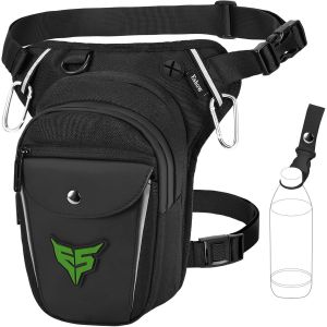 ERYI-Sacoche De Jambe Moto Capacité Extensible, Sac Banane Femme Homme Avec Bande Réfléchissante, 1 Clip À Gourde, 2 Mousquetons Pour Randonnée Pêche - Neuf