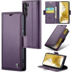 Maa-Coque Pour Samsung Galaxy S22 Plus, Étui Housse En Rfid Protection Premium Pu Cuir Portefeuille Rabat Case Magnétique Stand Antichoc, Étui Case Pour Samsung Galaxy S22 Plus, Violet - Neuf