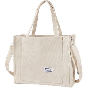 KALANKA-Cord Tasche Damen - Groß Handtasche Umhängetasche mit Reißverschluss,Schultertasche Shopper Damen Henkeltasche für Schule Einkauf Shopper Lässige täglich - Neuf