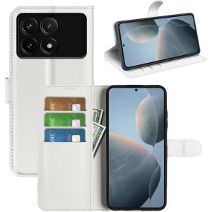 Housse Portefeuille Simili Cuir Pour Xiaomi Poco X6 Pro 5g - Coque Antichoc 360° Avec Rabat Aimanté, 3 Emplacements Cartes Et Support Vidéo, Blanc - Neuf