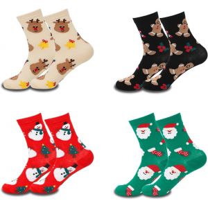 Jgd-Lot De 4 Paires De Chaussettes De No&euml;l Pour Femme Et Homme - Neuf