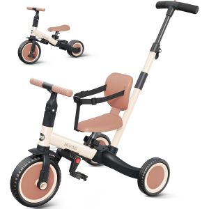 Subzonal-Tricycle Draisienne 5 En 1, Tricycle De 1 &Agrave; 3 Ans, Tricycle Pour Enfants Avec Barre De Pouss&eacute;e, V&eacute;lo Pour Enfants, Draisiennes, Guidon, Barres De S&eacute;curit&eacute;, Tr007, Kaki - Neuf
