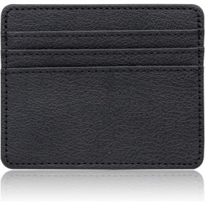 TRAHOO-Porte Carte Bancaire, PU Cuir &Eacute;tui Carte Bancaire, 4 Fentes pour Cartes Portes Cartes Cuir Homme, Portefeuille Homme Porte-Carte pour Les &Eacute;v&eacute;nements d'affaires, Les Voyages(Noir) - Neuf
