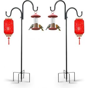 Mevronisshop-2pcs Crochet De Berger, 160cm Crochet De Jardin En M&eacute;tal, Support R&eacute;glable Avec Base &Agrave; 5 Griffes, Con&ccedil;u Pour Lampe Solaire, Lanterne, Plante, Panier De Fleur - Neuf