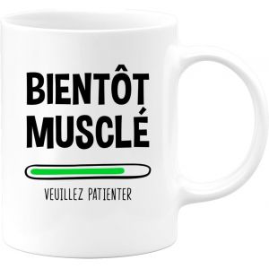 Eryi-- Mug Humour Bientôt Musclé Veuillez Patienter - Tasse Cadeau Humour Adolescent Musculation - Blanc/Céramique - Neuf