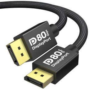 KALANKA-80Gbps C&acirc;ble DisplayPort 2.1, [Certifi&eacute; VESA] Supporte 16K@60Hz, 8K@240Hz, 4K@480Hz, 16K DisplayPort Compatible avec FreeSync et G-Sync, HDR, Moniteur de jeu 240Hz - 3M - Neuf