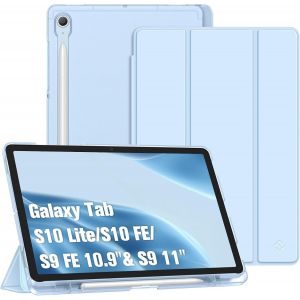 Coque pour Samsung Galaxy Tab S10 Lite 10.9 Pouces 2025 et Galaxy Tab S10 FE/S9 FE 10.9&iexcl;&plusmn;/S9 11&iexcl;&plusmn; - [Rangement de Stylet] Coque Fin Translucide Givr&iquest;&iquest;e Housse Rigide L&iquest;&iquest;g&iquest;&iquest;re, Bleu Ciel - Neuf