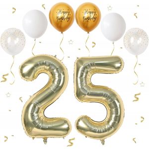Ballon Anniversaire 25/52 Ans Champagne d'or,101 CM Ballon Chiffre 25,Happy Birthday Decoration Ballons 25 Anniversaire Ballon,Décoration Ballon Numéro pour 25/52-Vole à l'Hélium - Neuf